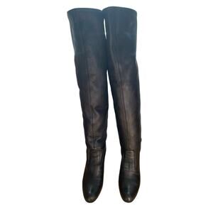 Valentino Black Lambskin Leather Over The Knee Boots Size 39